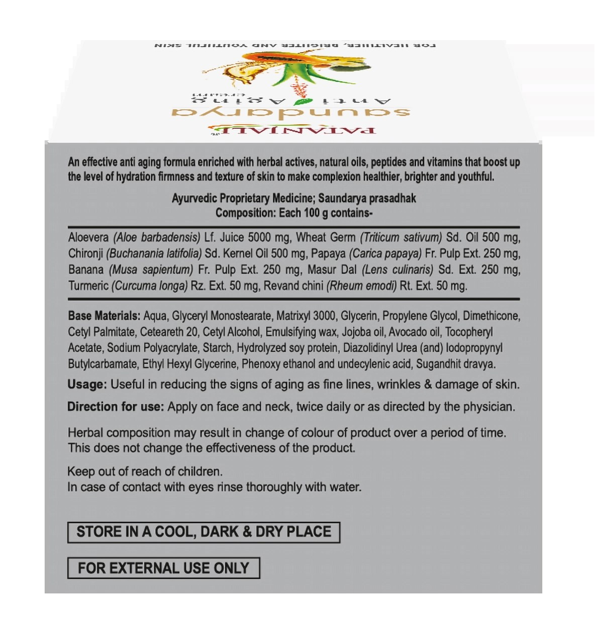 Patanjali Saundarya anti aging cream