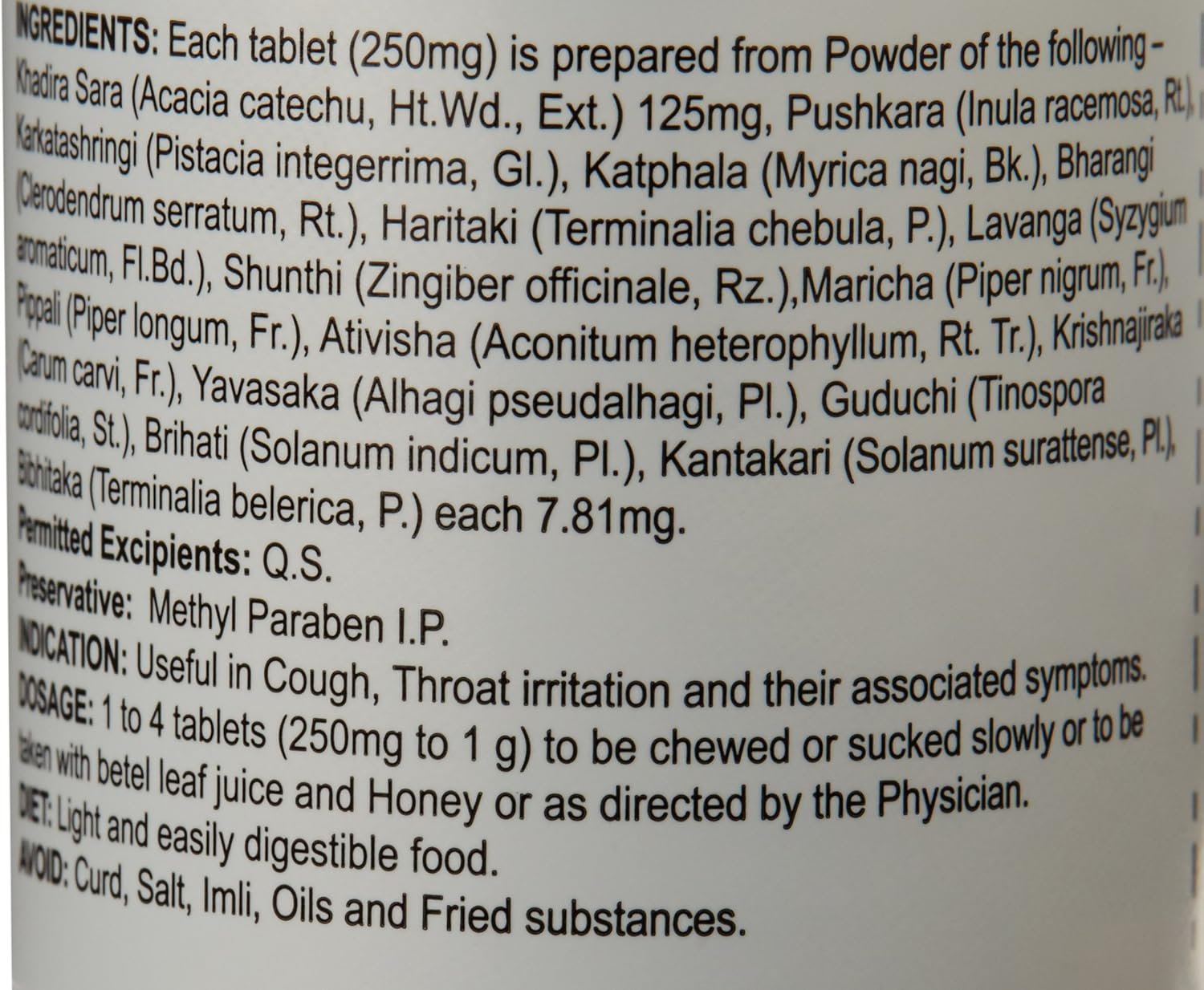 Ingredients list of Khadiradi Vati Dabur